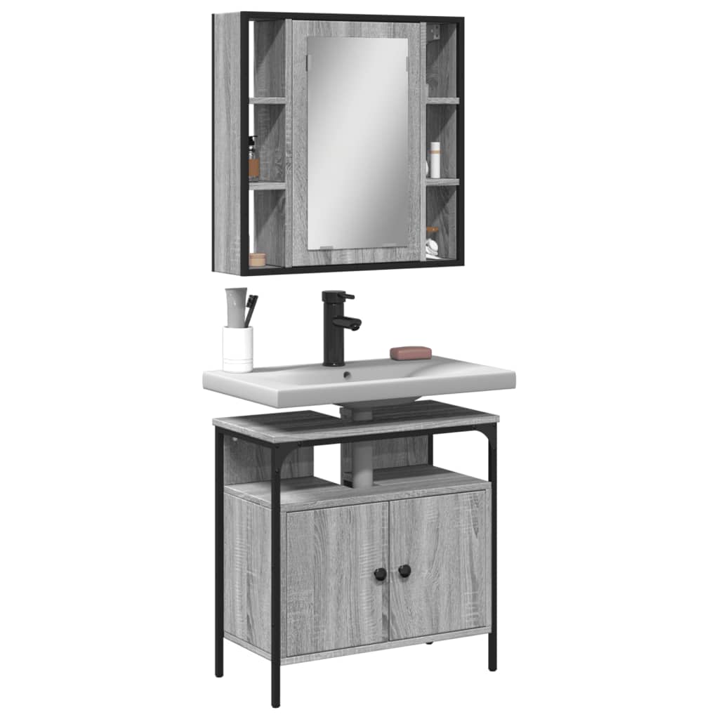 vidaXL Σετ Επίπλων Μπάνιου 2 Τεμαχίων Γκρι sonoma από Τεχν. Ξύλο
