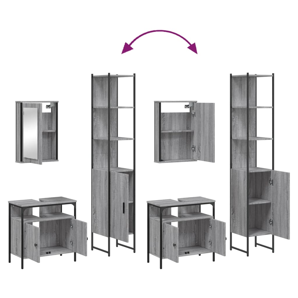 vidaXL Σετ Επίπλων Μπάνιου 3 Τεμαχίων Γκρι Sonoma Επεξεργασμένο Ξύλο