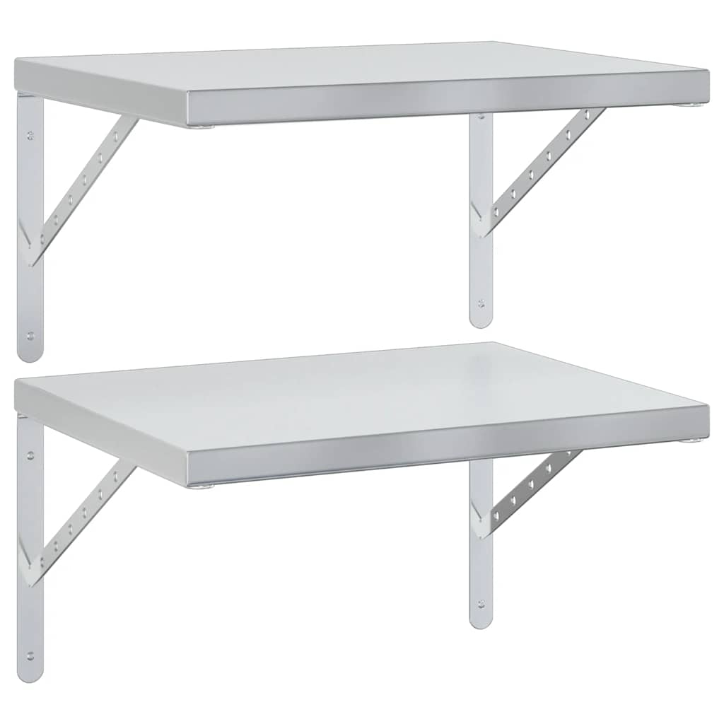 vidaXL Ράφια Τοίχου 2 τεμ. Ασημί 50x40 εκ. Ανοξείδωτο Ατσάλι