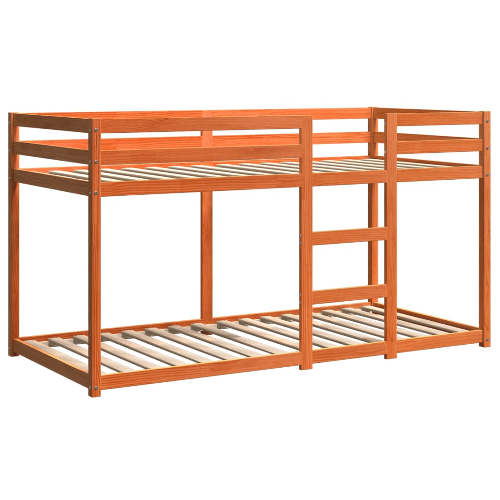 vidaXL Κρεβάτι Κουκέτα Καφέ Κεριού 75 x 190 εκ. από Μασίφ Ξύλο Πεύκου