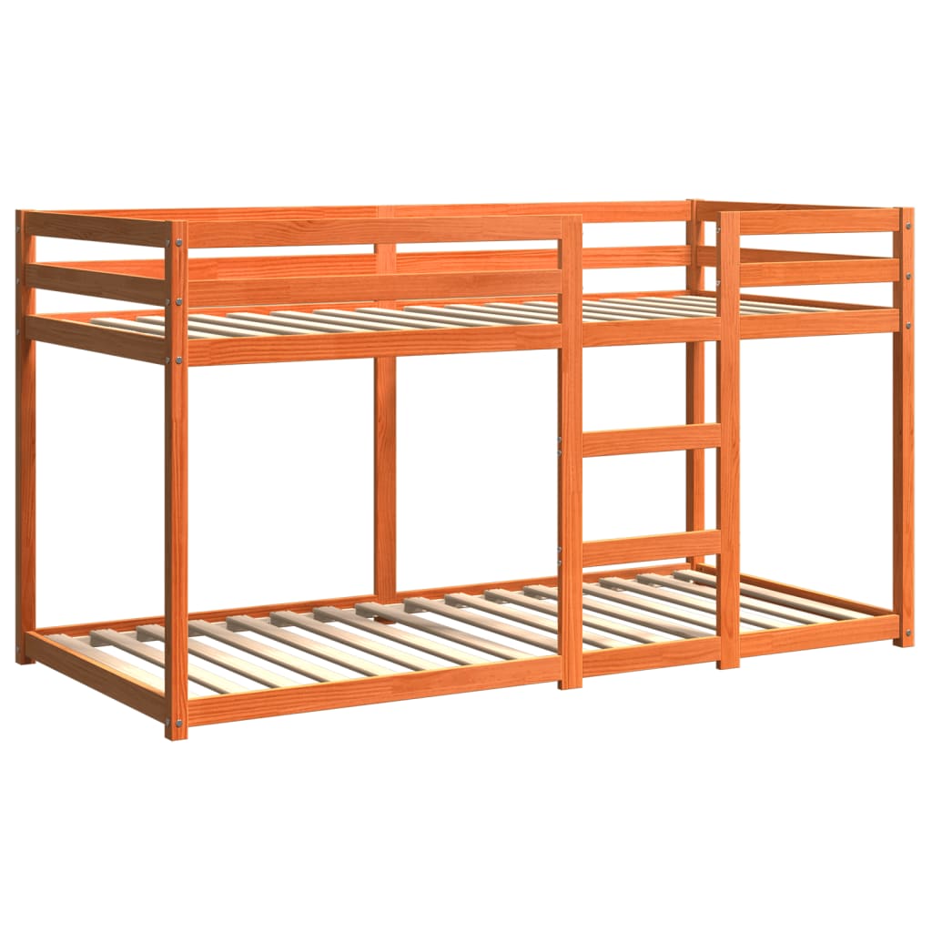 vidaXL Κρεβάτι Κουκέτα Καφέ Κεριού 90x200 εκ. από Μασίφ Ξύλο Πεύκου