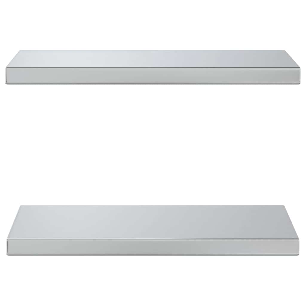 vidaXL Ράφια Τοίχου 2Τεμ. Ασημί 50x23,5x3 εκ. Ανοξείδωτο Ατσάλι