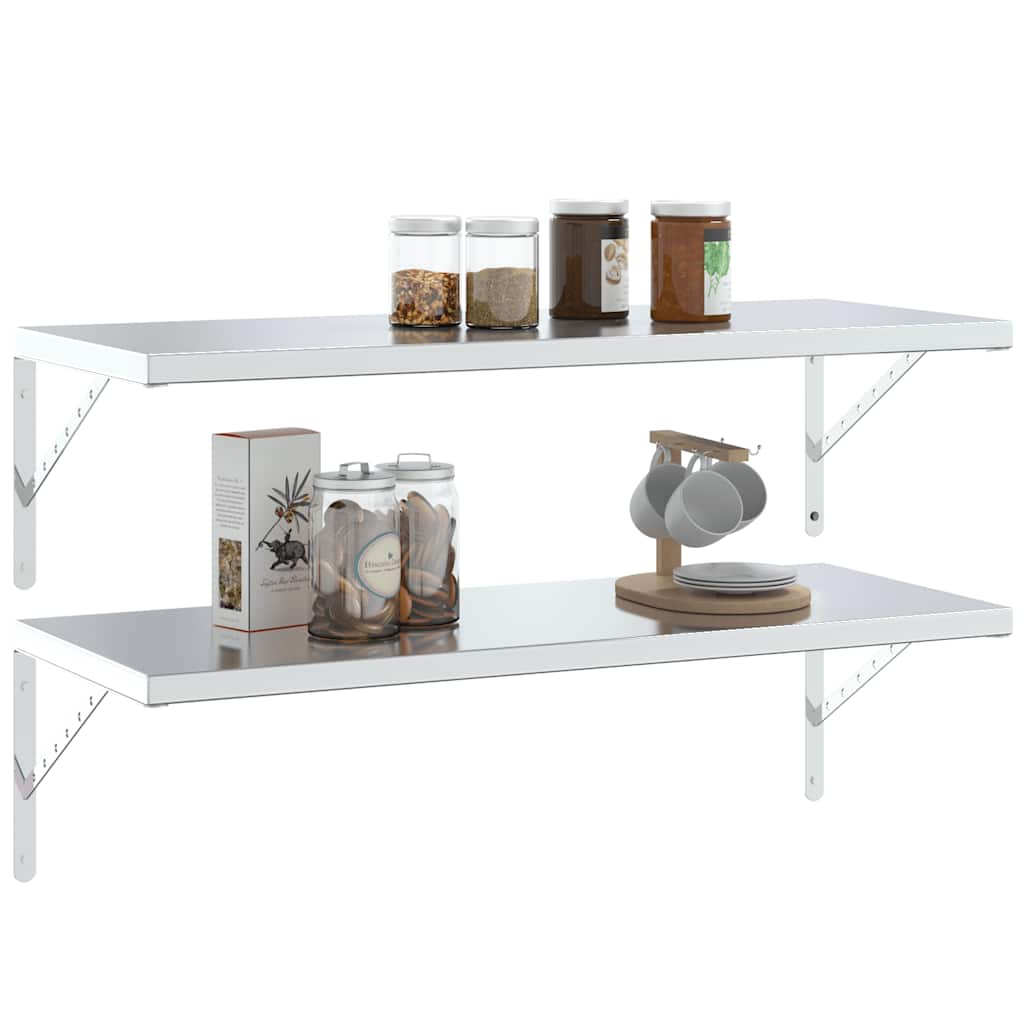 vidaXL Στηρίγματα Ραφιών 4 Τεμ. Ασημί 40x2,5x25 εκ. Ανοξείδωτο Ατσάλι