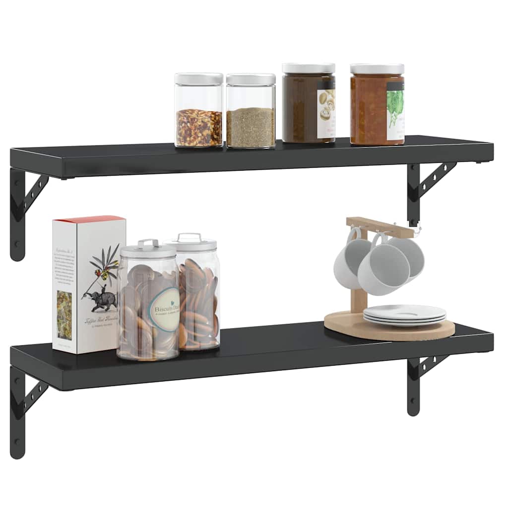 vidaXL Στηρίγματα Ραφιών 4 Τεμ. Ασημί 23,5x2,5x15,5 Ανοξείδωτο Μαύρο