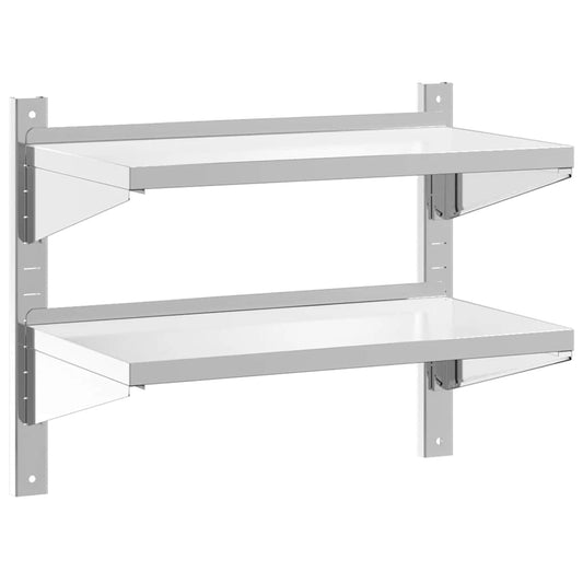 vidaXL Ράφι Τοίχου 2 Επιπ. Ασημί 75x40x60 εκ. Ανοξείδωτο Ατσάλι