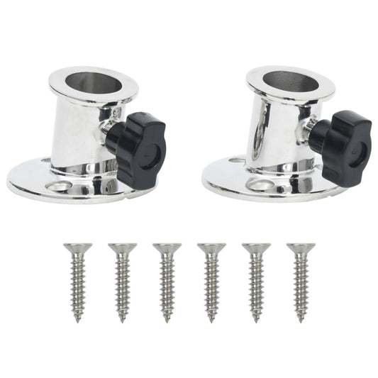 vidaXL Στρογγυλές Βάσεις Τέντας Σκάφους 26χιλ. Σωλήνα 2Τεμ. Αν. Ατσάλι