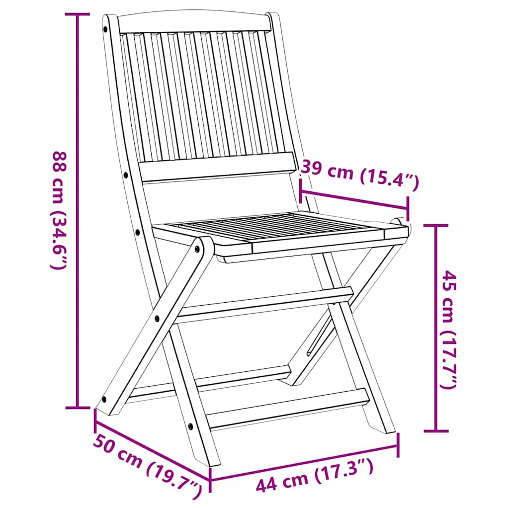 vidaXL Καρέκλες Κήπου Πτυσσόμενες 6 τεμ. 44x50x88 εκ. Μασίφ Ακακία
