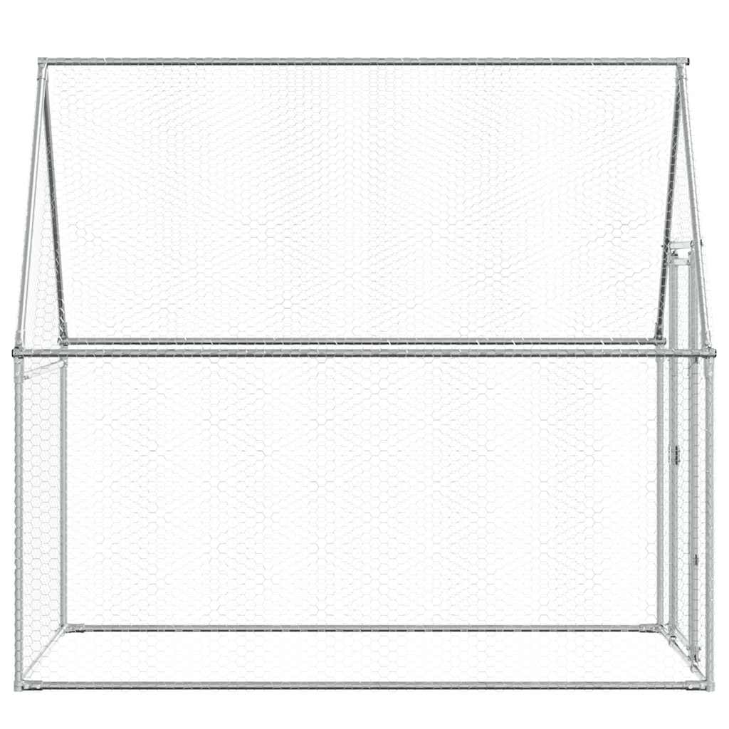 vidaXL Κοτέτσι - Κλουβί Ασημί 200x100x190 εκ. από Γαλβανισμένο Χάλυβα