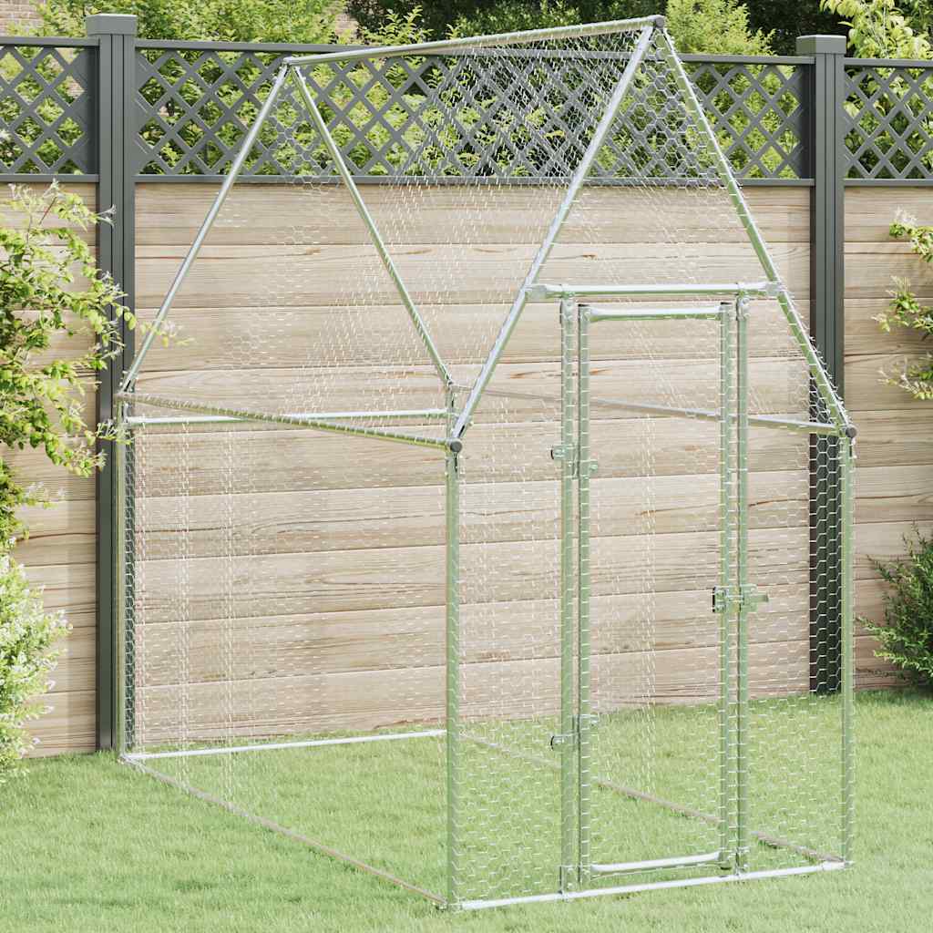 vidaXL Κοτέτσι - Κλουβί Ασημί 200x100x190 εκ. από Γαλβανισμένο Χάλυβα