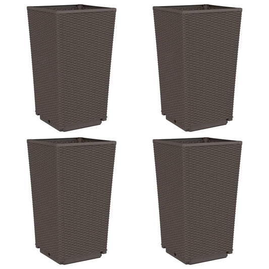 vidaXL Ζαρντινιέρες Κήπου 4 τεμ. Καφέ 32,5x32,5x57 εκ. Πολυπροπυλένιο