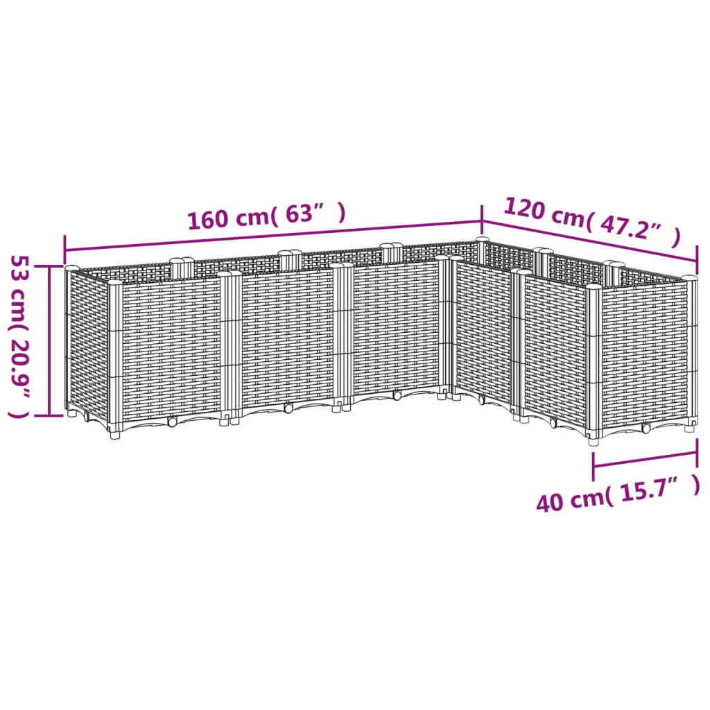 vidaXL Ζαρντινιέρα Κήπου Λευκή 160x120x53 εκ. Πολυπροπυλένιο