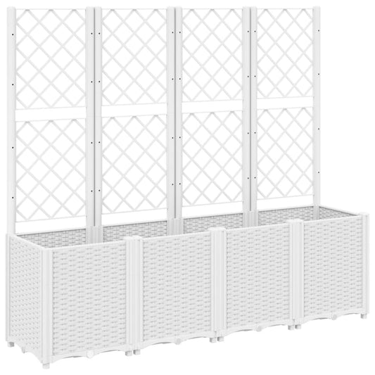 vidaXL Ζαρντινιέρα Κήπου με Καφασωτό Λευκή 160x40x140 εκ. Πολυπροπ.
