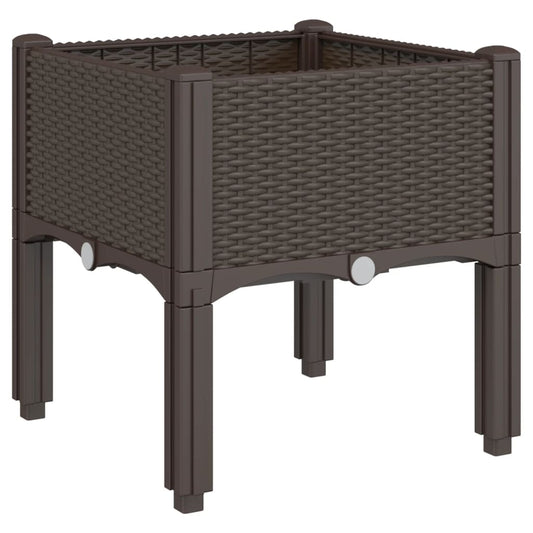 vidaXL Ζαρντινιέρα Κήπου με Πόδια Καφέ 40x40x42 εκ. Πολυπροπυλένιο