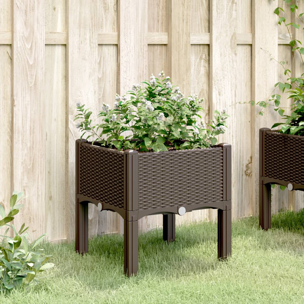 vidaXL Ζαρντινιέρα Κήπου με Πόδια Καφέ 40x40x42 εκ. Πολυπροπυλένιο