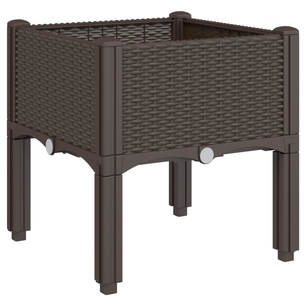 vidaXL Ζαρντινιέρα Κήπου με Πόδια Καφέ 40x40x42 εκ. Πολυπροπυλένιο