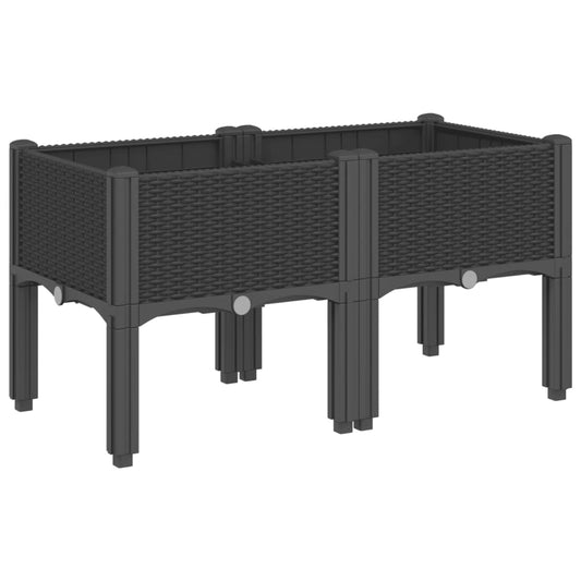 vidaXL Ζαρντινιέρα Κήπου με Πόδια Μαύρη 80x40x42 εκ. Πολυπροπυλένιο