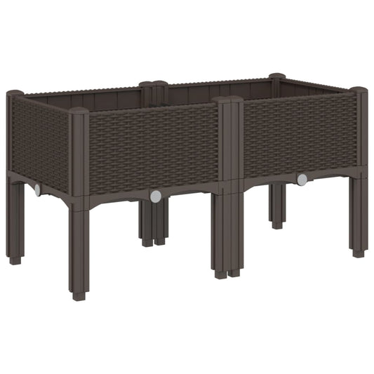 vidaXL Ζαρντινιέρα Κήπου με Πόδια Καφέ 80x40x42 εκ. Πολυπροπυλένιο