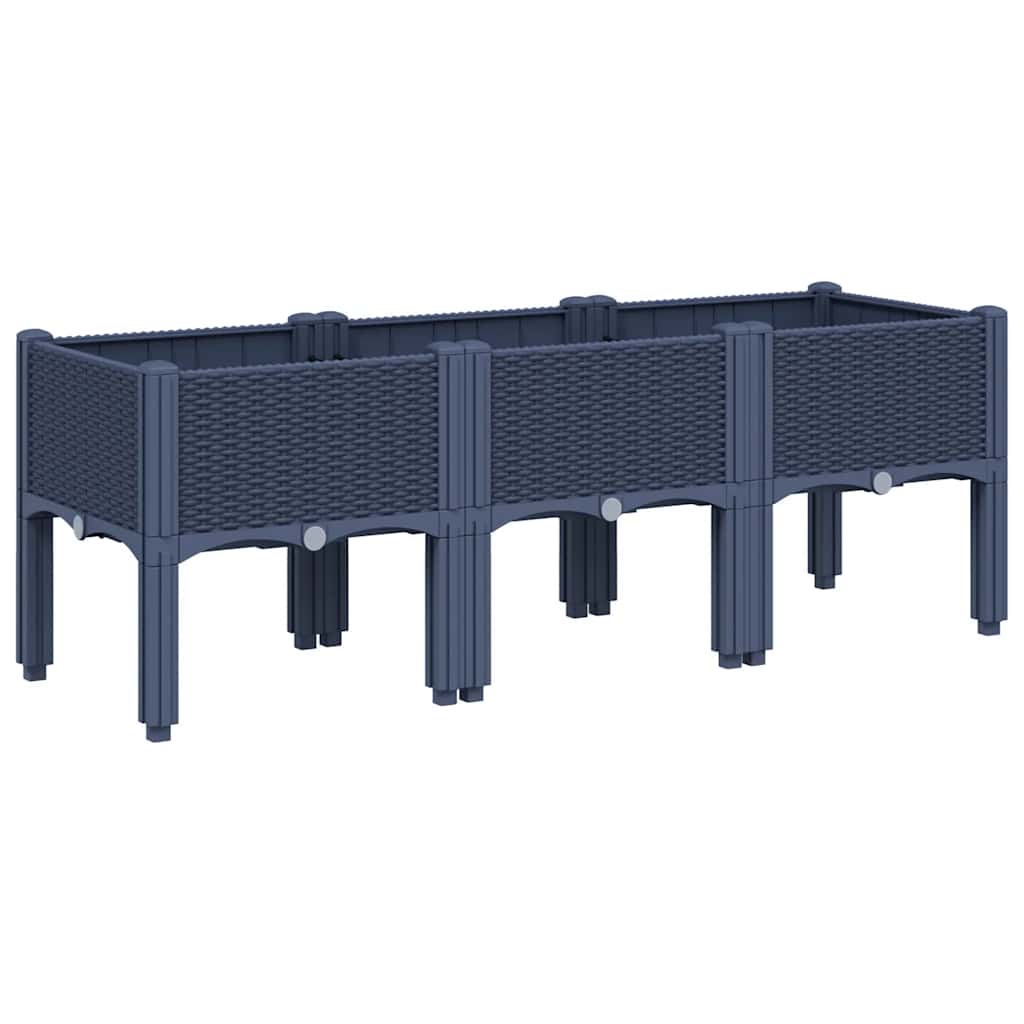 vidaXL Ζαρντινιέρα Κήπου με Πόδια Μπλε Γκρι 120x40x42 εκ. Πολυπροπυλένιο