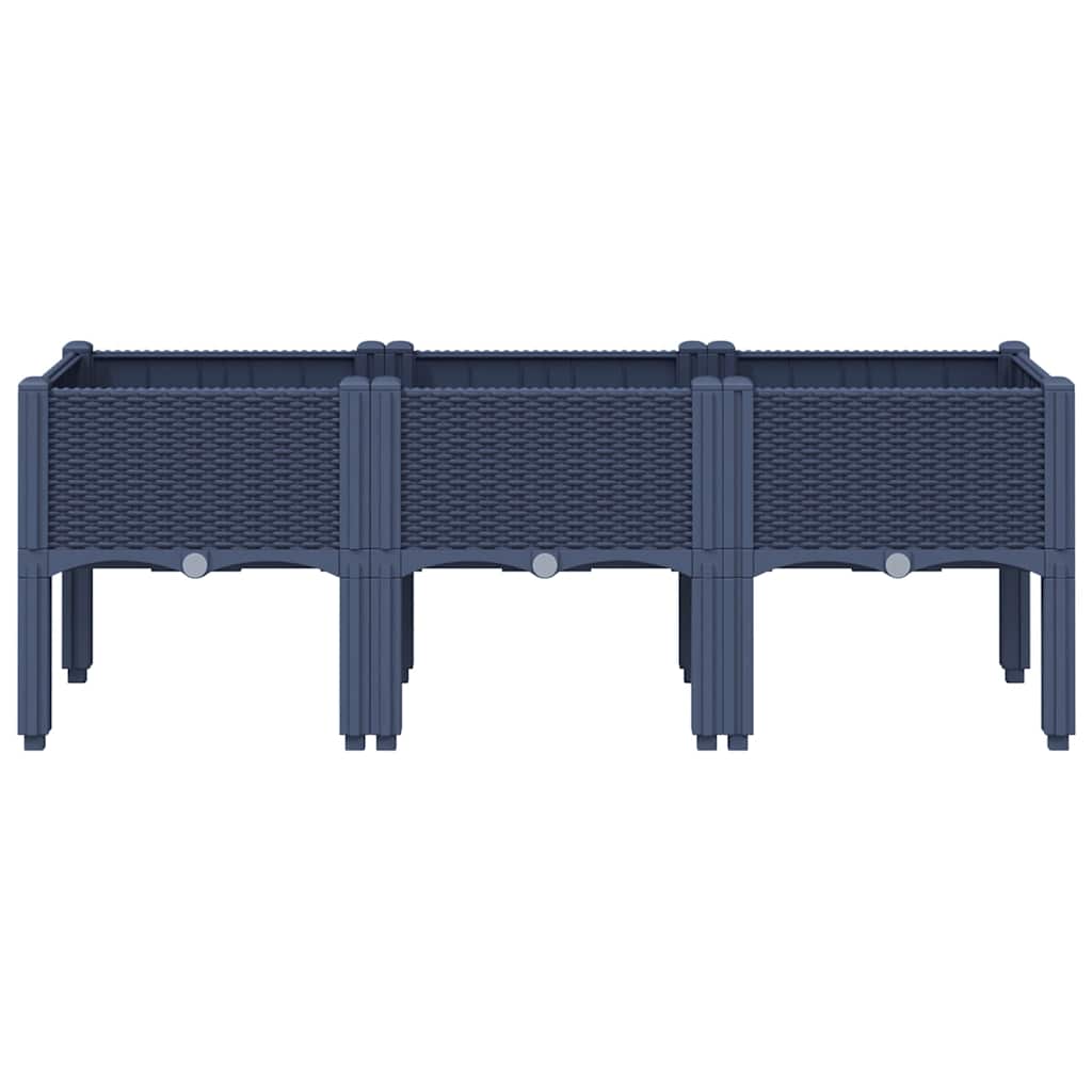 vidaXL Ζαρντινιέρα Κήπου με Πόδια Μπλε Γκρι 120x40x42 εκ. Πολυπροπυλένιο
