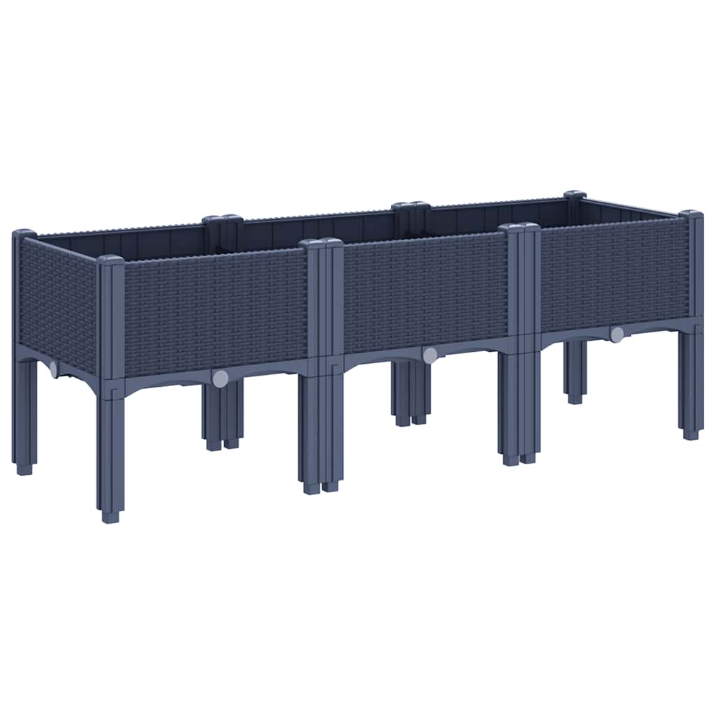 vidaXL Ζαρντινιέρα Κήπου με Πόδια Μπλε Γκρι 120x40x42 εκ. Πολυπροπυλένιο