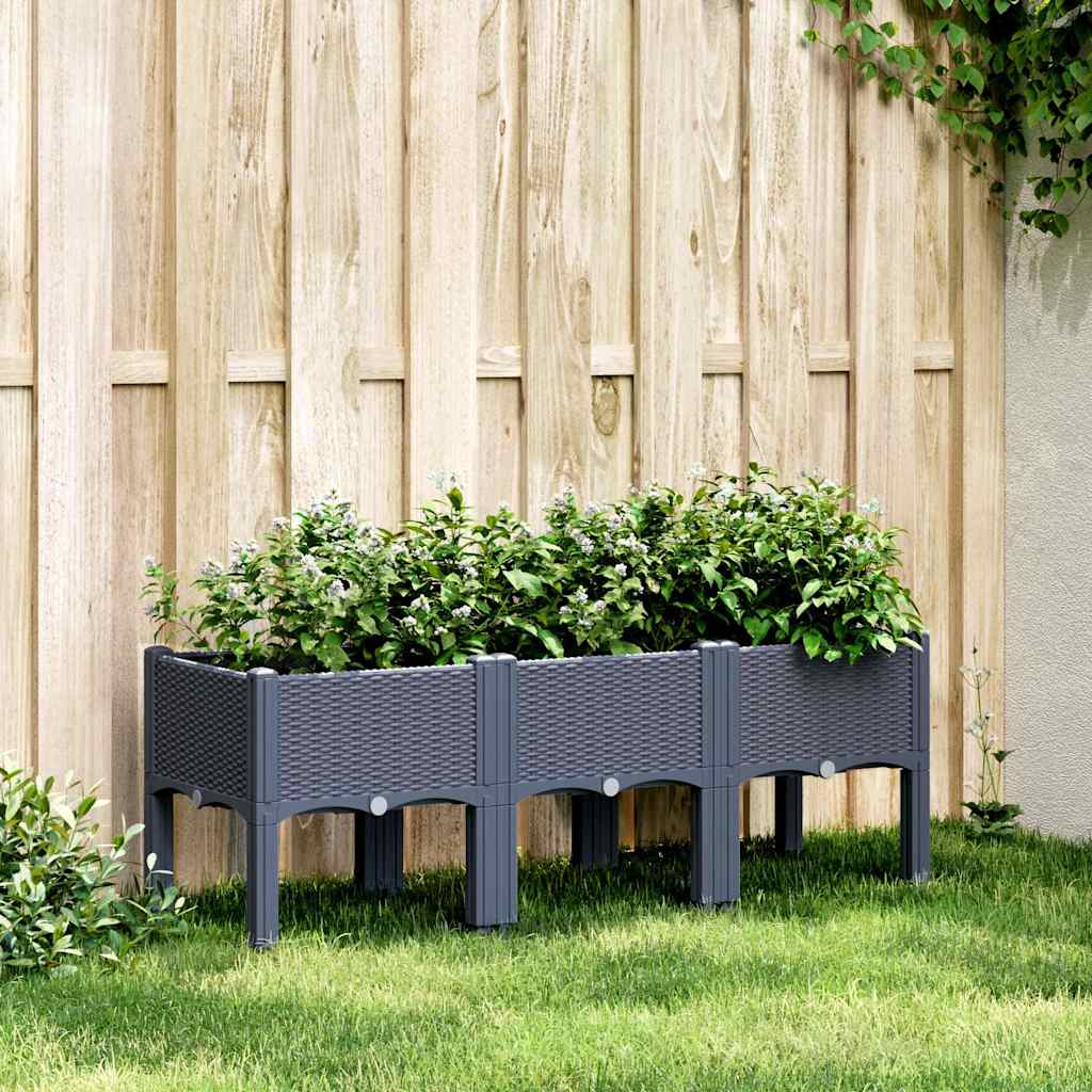 vidaXL Ζαρντινιέρα Κήπου με Πόδια Μπλε Γκρι 120x40x42 εκ. Πολυπροπυλένιο