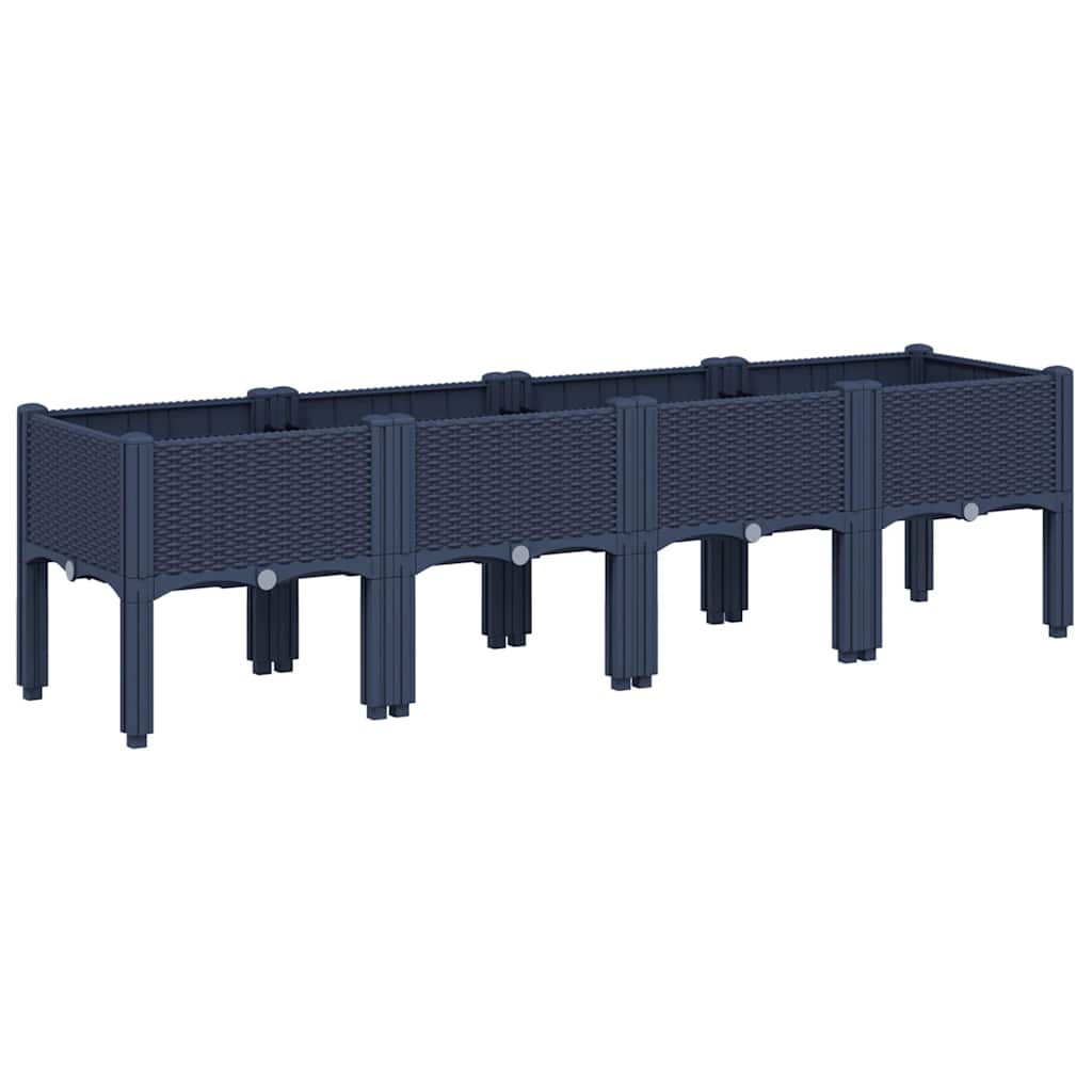 vidaXL Ζαρντινιέρα Κήπου με Πόδια Μπλε Γκρι 160x40x42 εκ. Πολυπροπυλένιο