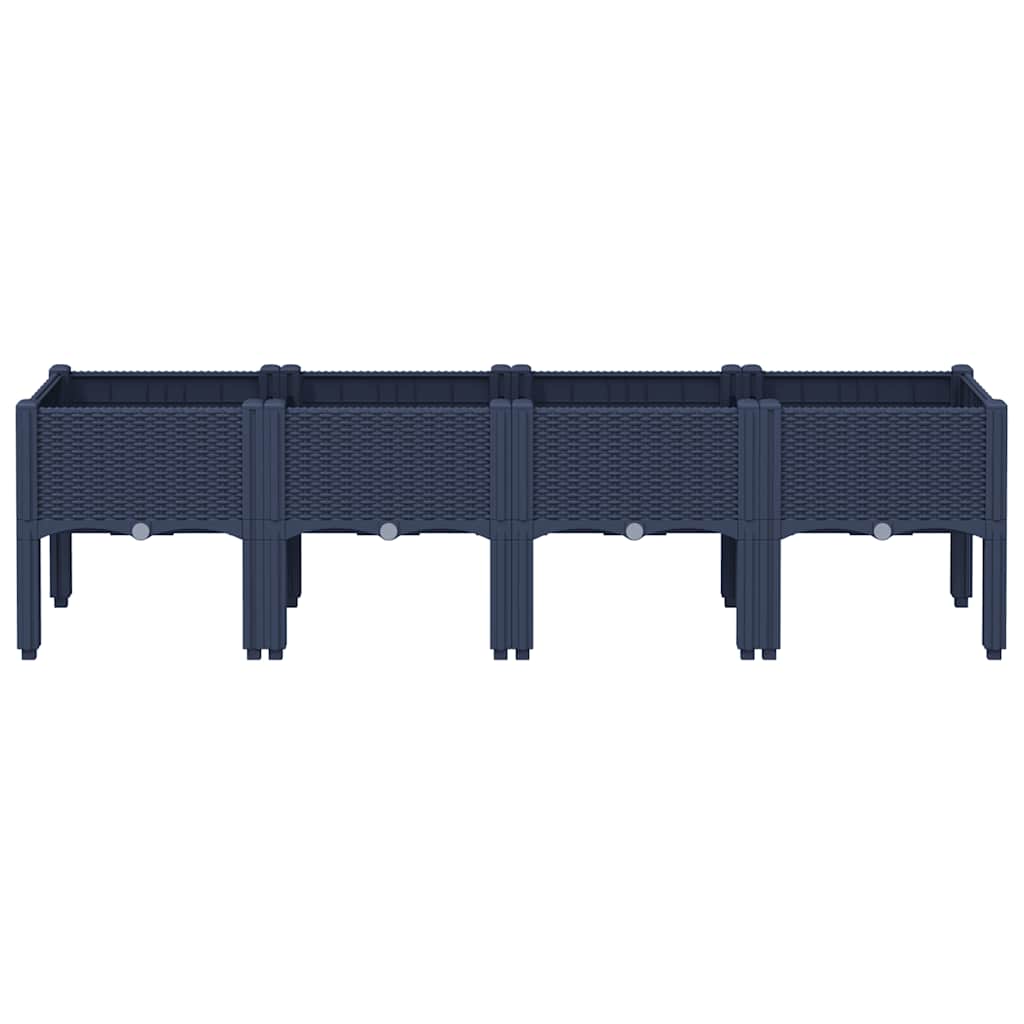vidaXL Ζαρντινιέρα Κήπου με Πόδια Μπλε Γκρι 160x40x42 εκ. Πολυπροπυλένιο