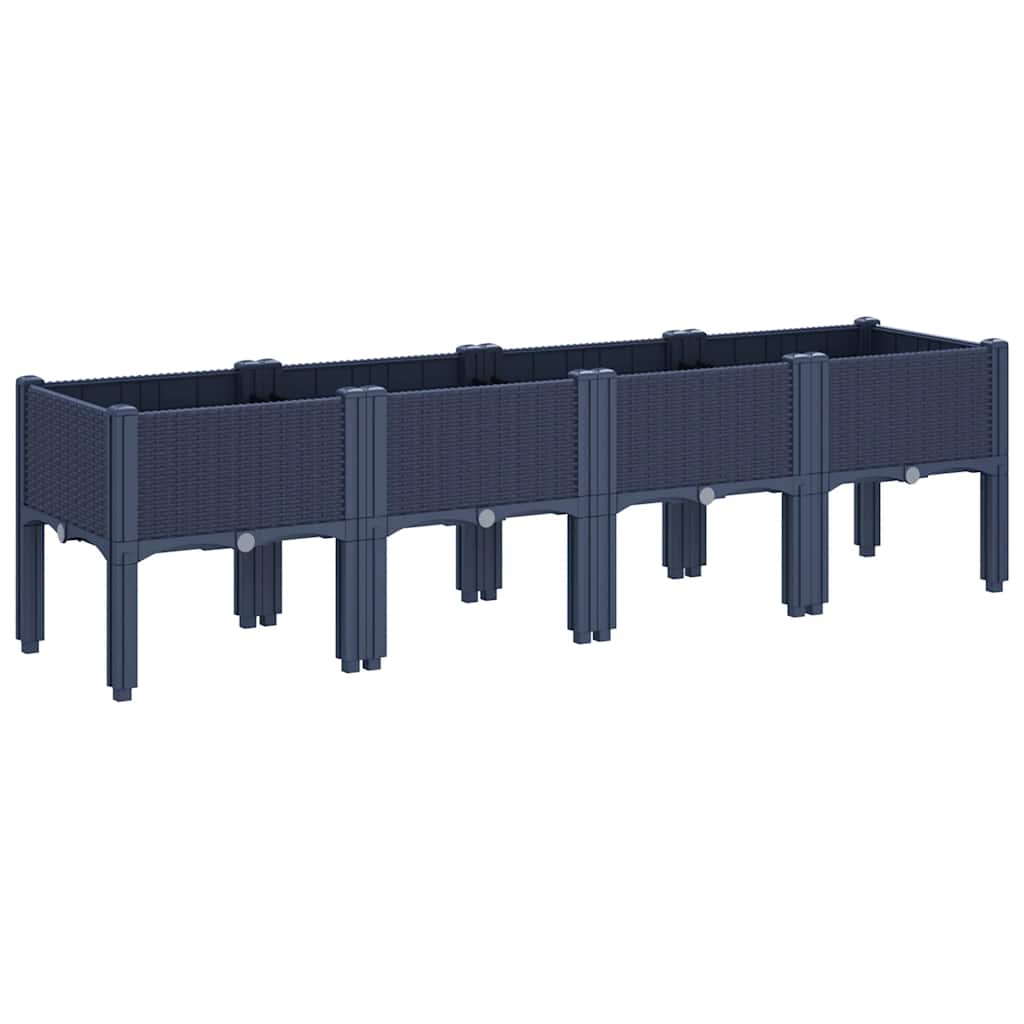 vidaXL Ζαρντινιέρα Κήπου με Πόδια Μπλε Γκρι 160x40x42 εκ. Πολυπροπυλένιο