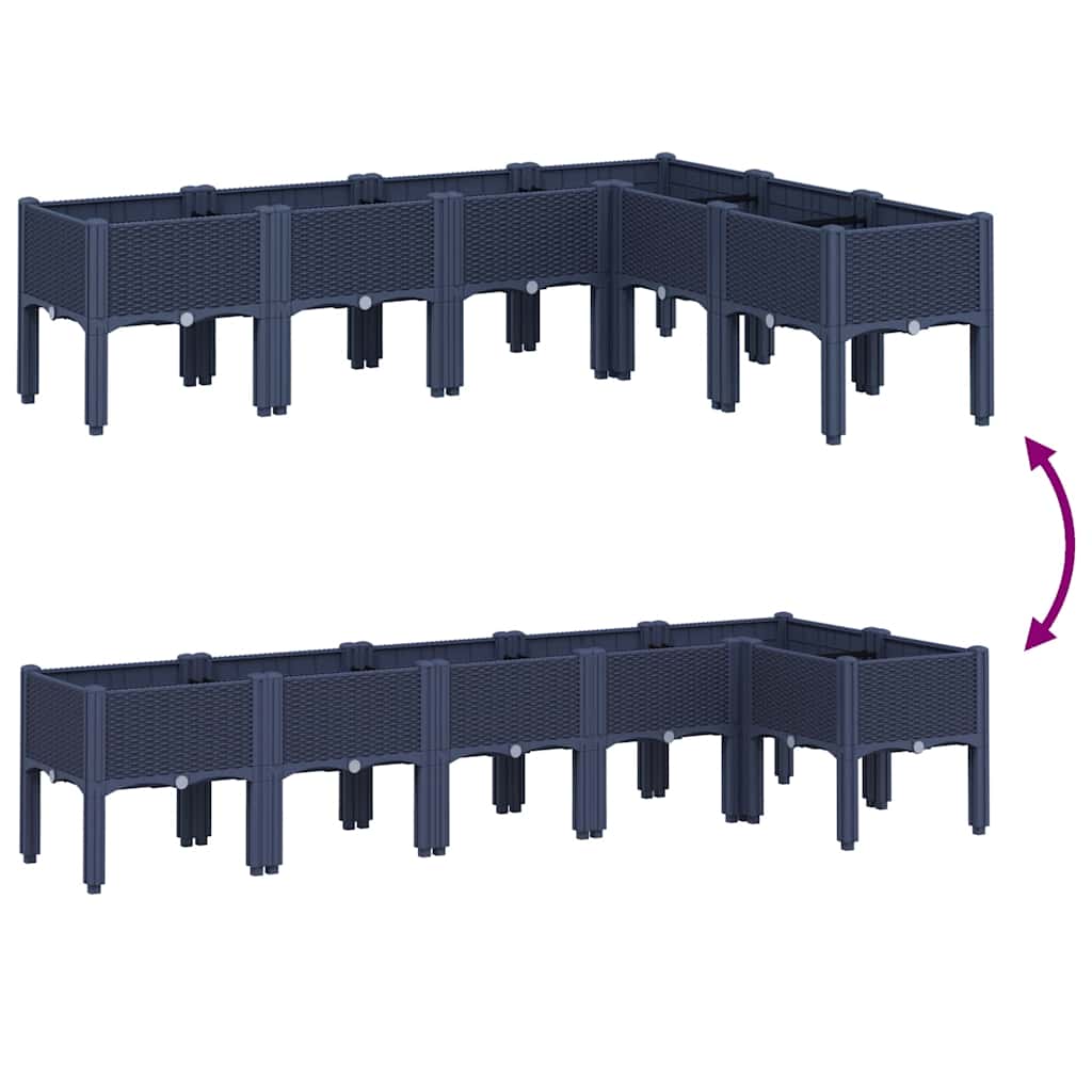 vidaXL Ζαρντινιέρα Κήπου με Πόδια Μπλε Γκρι 160x120x42 εκ. Πολυπροπυλένιο