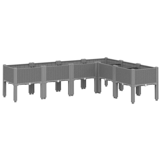 vidaXL Ζαρντινιέρα Κήπου με Πόδια Αν. Γκρι 160x120x42 εκ. Πολυπροπ.