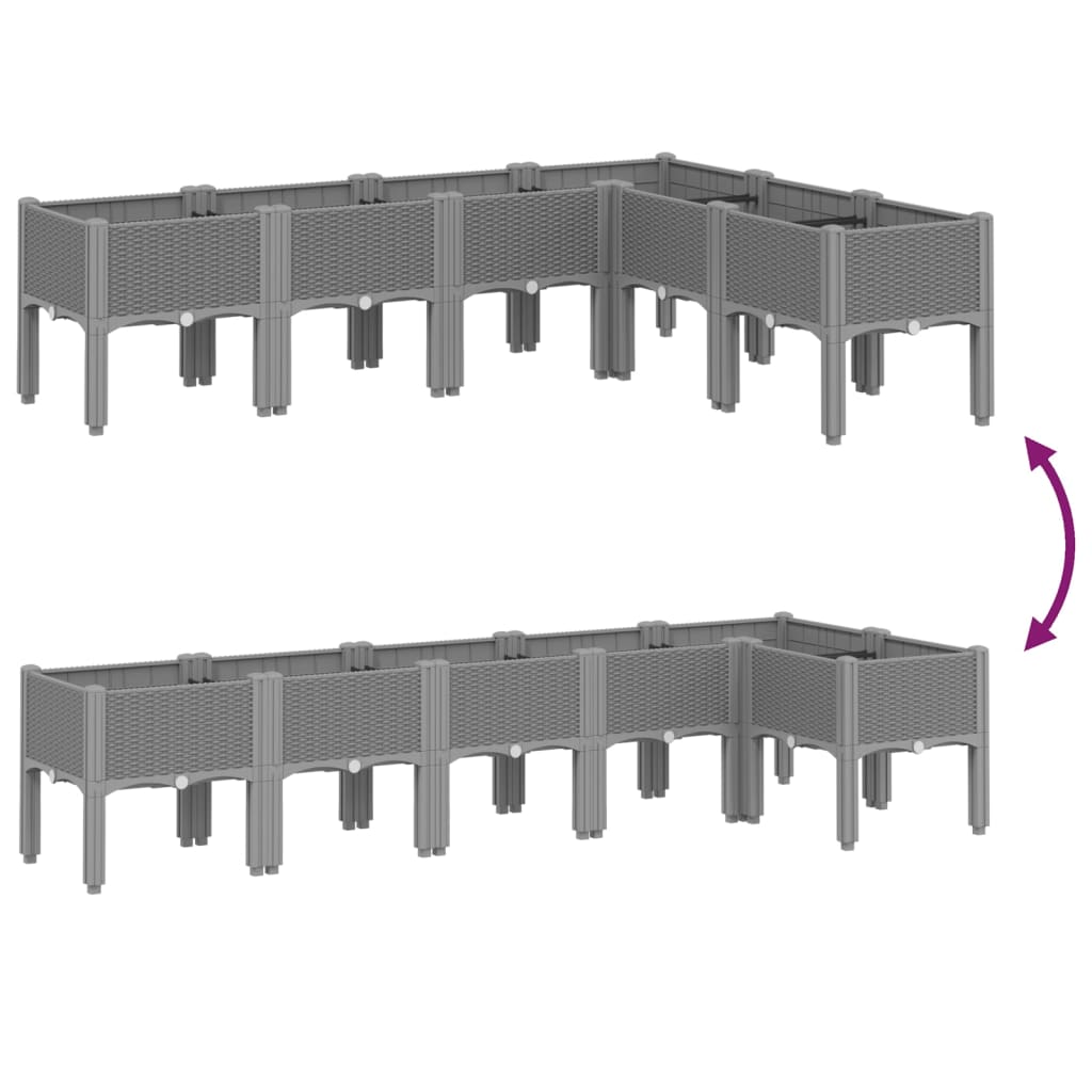 vidaXL Ζαρντινιέρα Κήπου με Πόδια Αν. Γκρι 160x120x42 εκ. Πολυπροπ.
