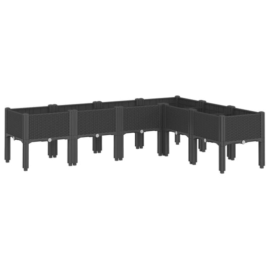vidaXL Ζαρντινιέρα Κήπου με Πόδια Μαύρη 160x120x42 εκ. Πολυπροπυλένιο