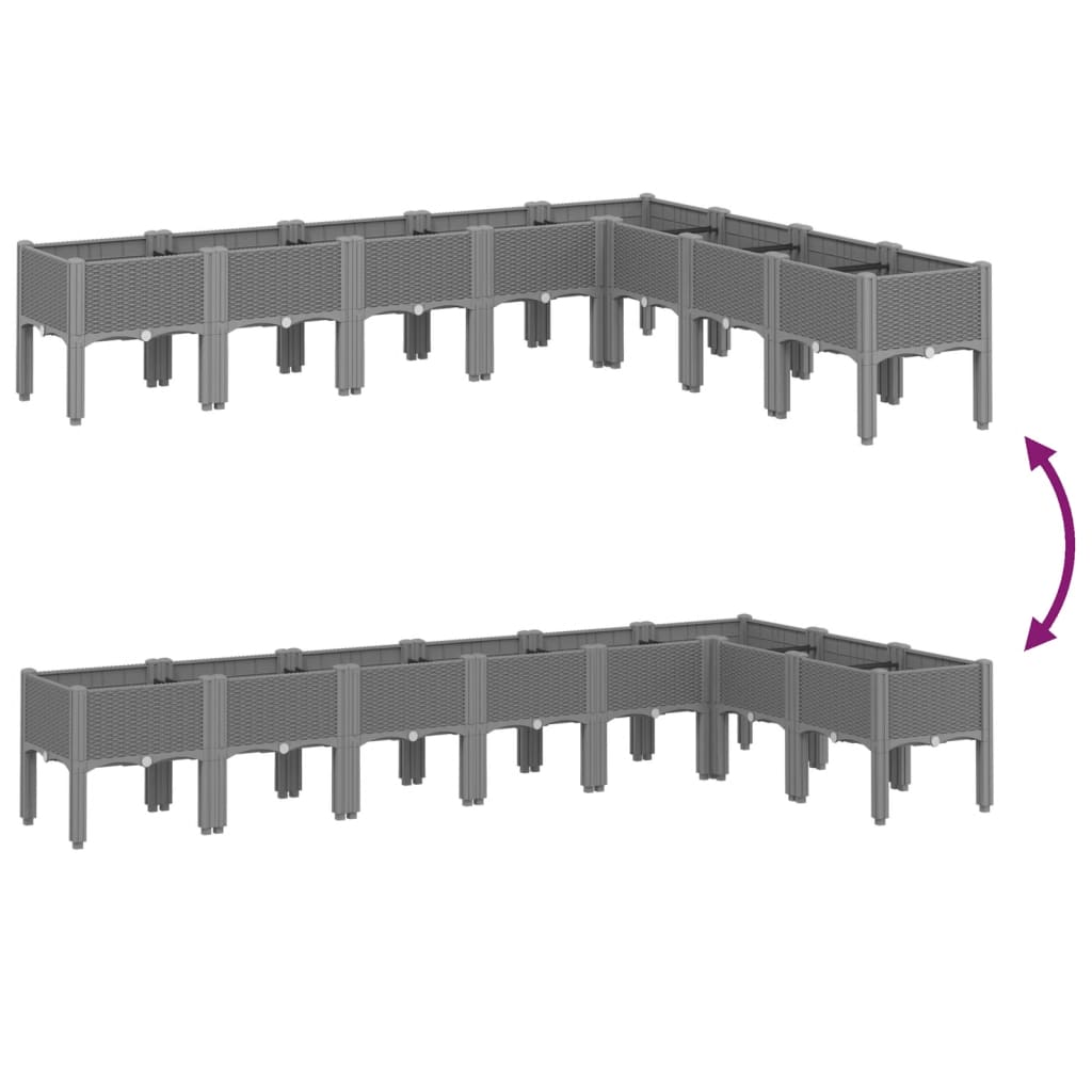 vidaXL Ζαρντινιέρα Κήπου με Πόδια Αν. Γκρι 200x160x42 εκ. Πολυπροπ.