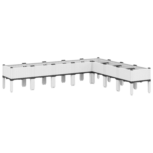 vidaXL Ζαρντινιέρα Κήπου με Πόδια Λευκή 200x160x42 εκ. Πολυπροπυλένιο