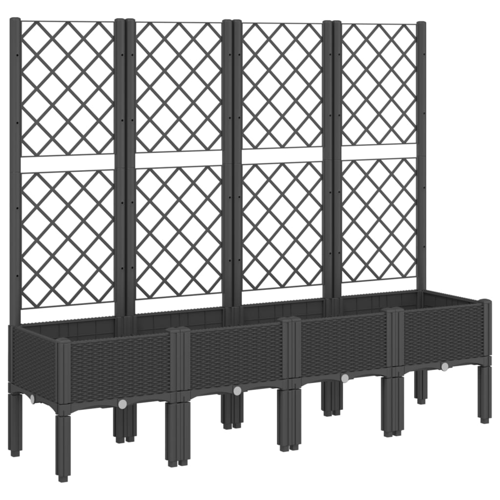 vidaXL Ζαρντινιέρα Κήπου με Καφασωτό Μαύρο 160 x 40 x 142 εκ. από PP
