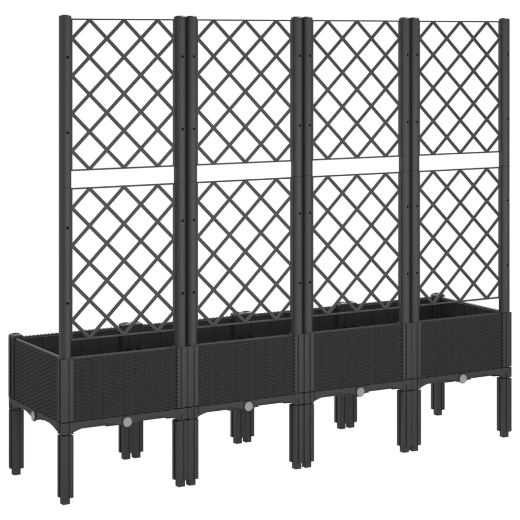 vidaXL Ζαρντινιέρα Κήπου με Καφασωτό Μαύρο 160 x 40 x 142 εκ. από PP