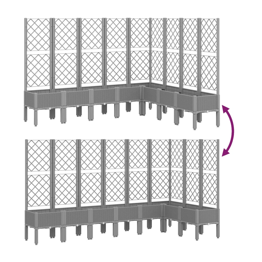 vidaXL Ζαρντινιέρα Κήπου με Καφασωτό Ανοιχτό Γκρι 200x160x142 εκ. PP