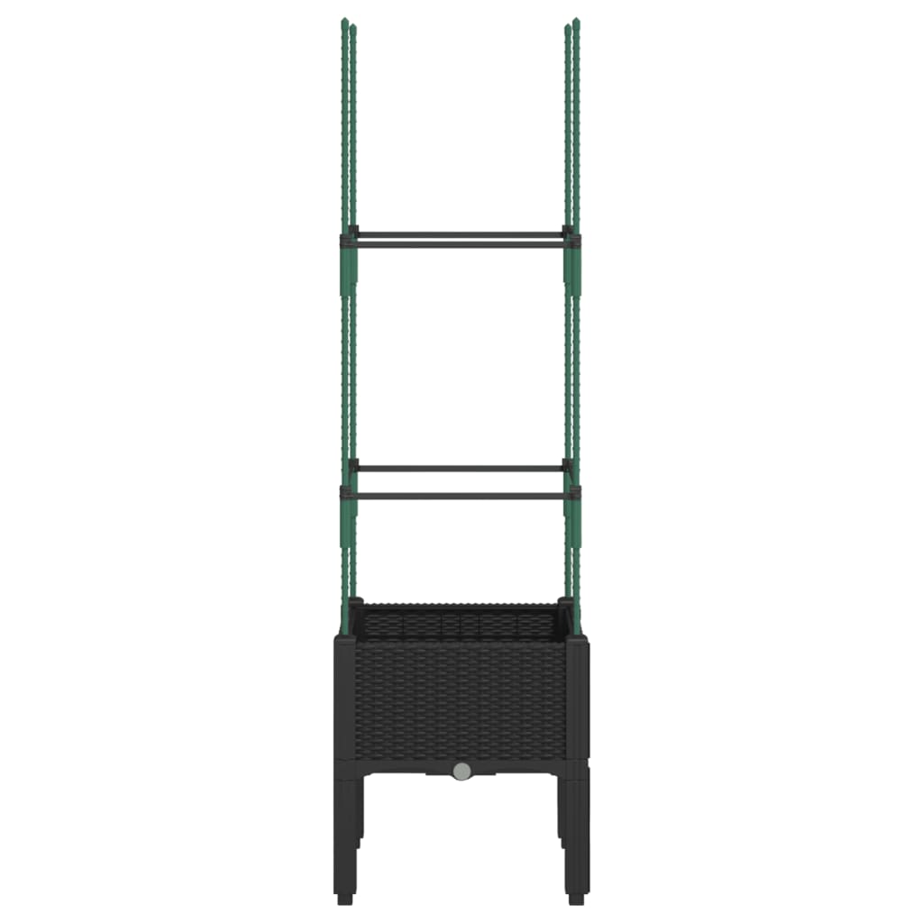 vidaXL Ζαρντινιέρα Κήπου με Καφασωτό Μαύρο 40 x 40 x 142,5 εκ. από PP