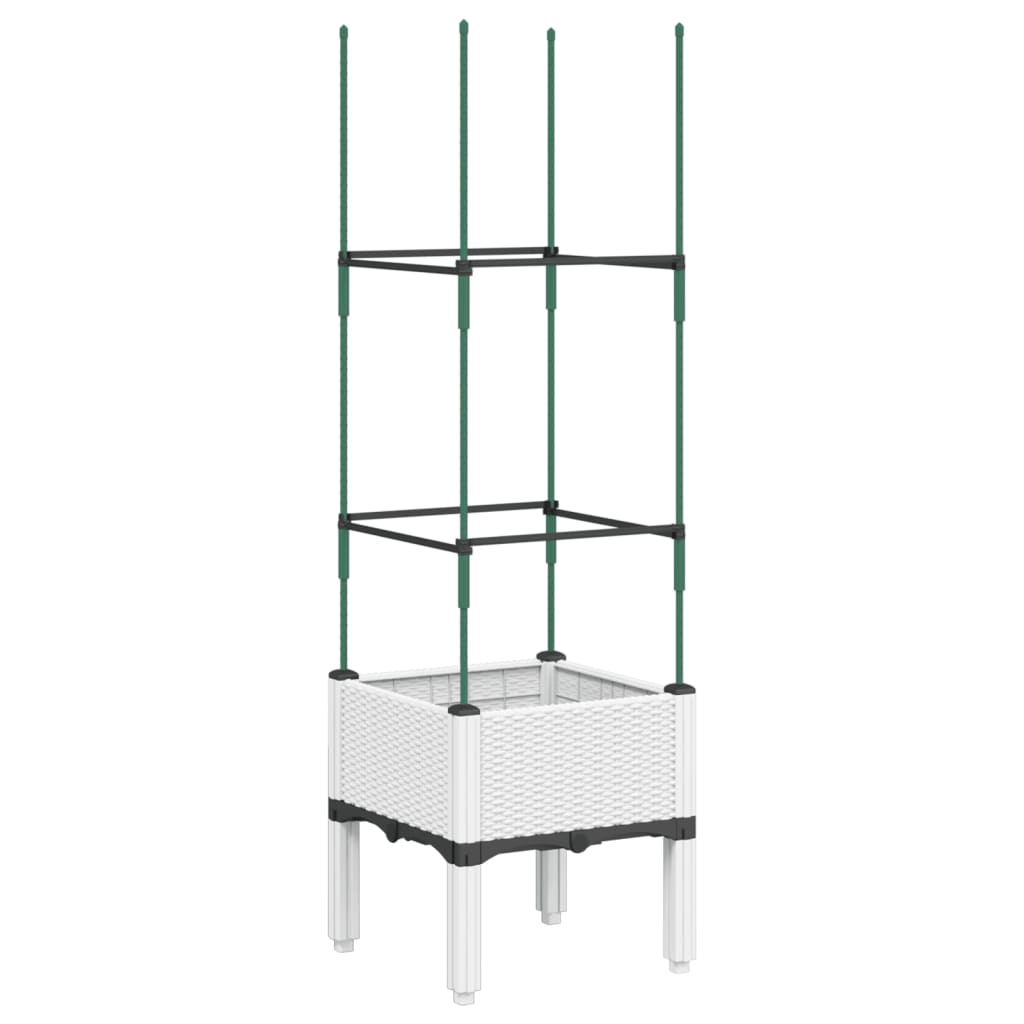 vidaXL Ζαρντινιέρα Κήπου με Καφασωτό Λευκή 40x40x142,5 εκ. από PP