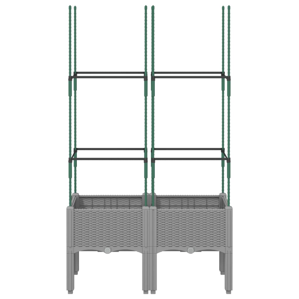 vidaXL Ζαρντινιέρα Κήπου με Καφασωτό Ανοιχτό Γκρι 80x40x142,5 εκ. PP