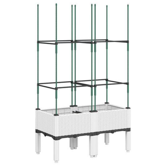 vidaXL Ζαρντινιέρα Κήπου με Καφασωτό Λευκή 80x40x142,5 εκ. από PP