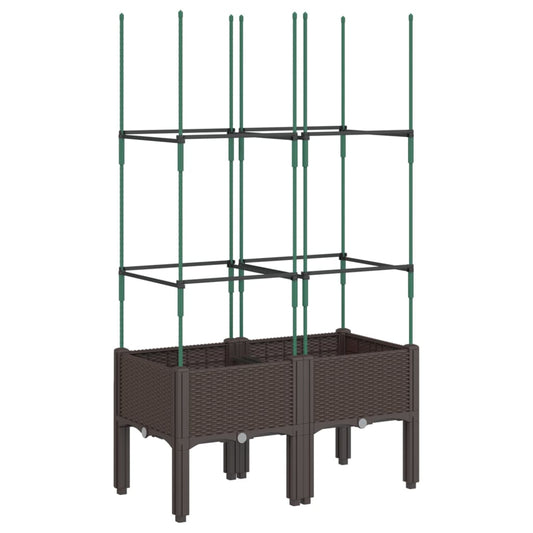 vidaXL Ζαρντινιέρα Κήπου με Καφασωτό Καφέ 80 x 40 x 142,5 εκ. από PP