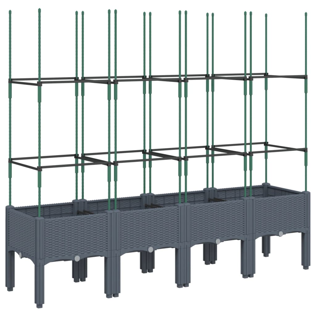 vidaXL Ζαρντινιέρα Κήπου με Καφασωτό Μπλε Γκρι 160x40x142,5 εκ. από PP