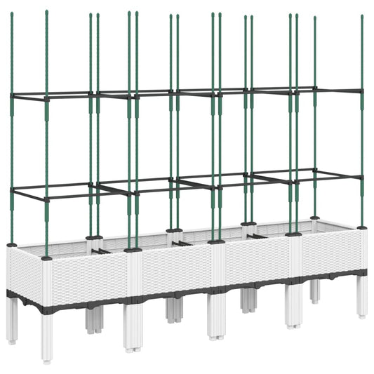 vidaXL Ζαρντινιέρα Κήπου με Καφασωτό Λευκή 160x40x142,5 εκ. από PP