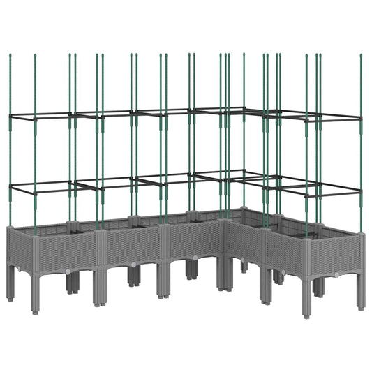 vidaXL Ζαρντινιέρα Κήπου με Καφασωτό Ανοιχτό Γκρι 160x120x142,5 εκ. PP