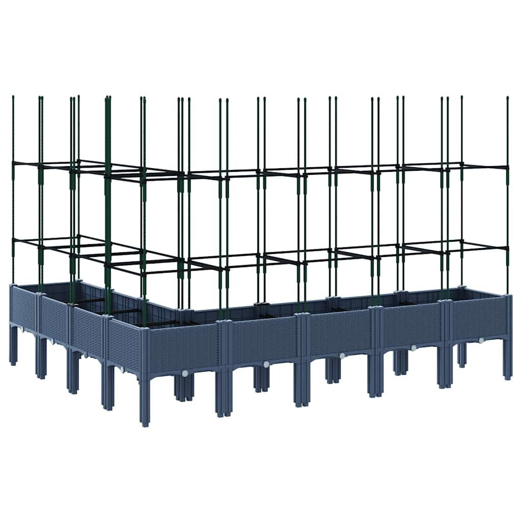 vidaXL Ζαρντινιέρα Κήπου με Καφασωτό Μπλε Γκρι 200x160x142,5 εκ. από PP