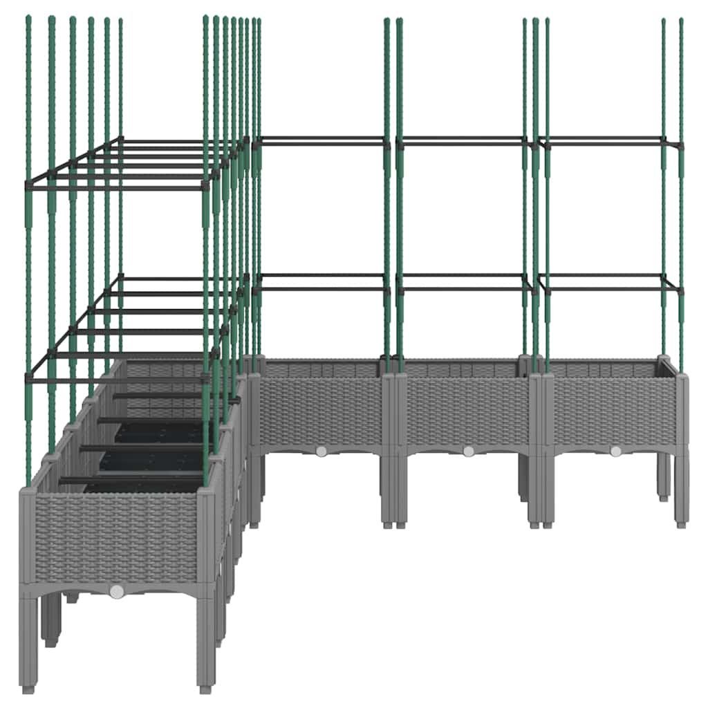 vidaXL Ζαρντινιέρα Κήπου με Καφασωτό Ανοιχτό Γκρι 200x160x142,5 εκ. PP