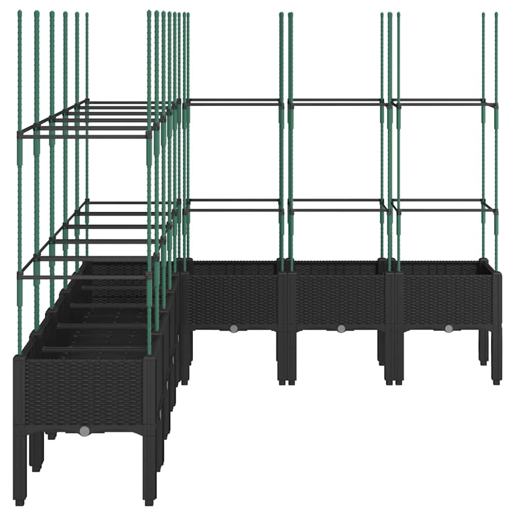 vidaXL Ζαρντινιέρα Κήπου με Καφασωτό Μαύρη 200 x 160 x 142,5εκ. από PP