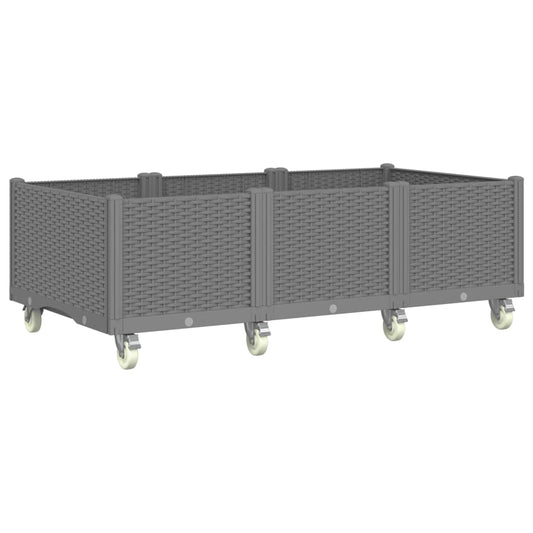 vidaXL Ζαρντινιέρα Κήπου με Ροδάκια Αν.Γκρι 150x80x54εκ Πολυπροπυλένιο