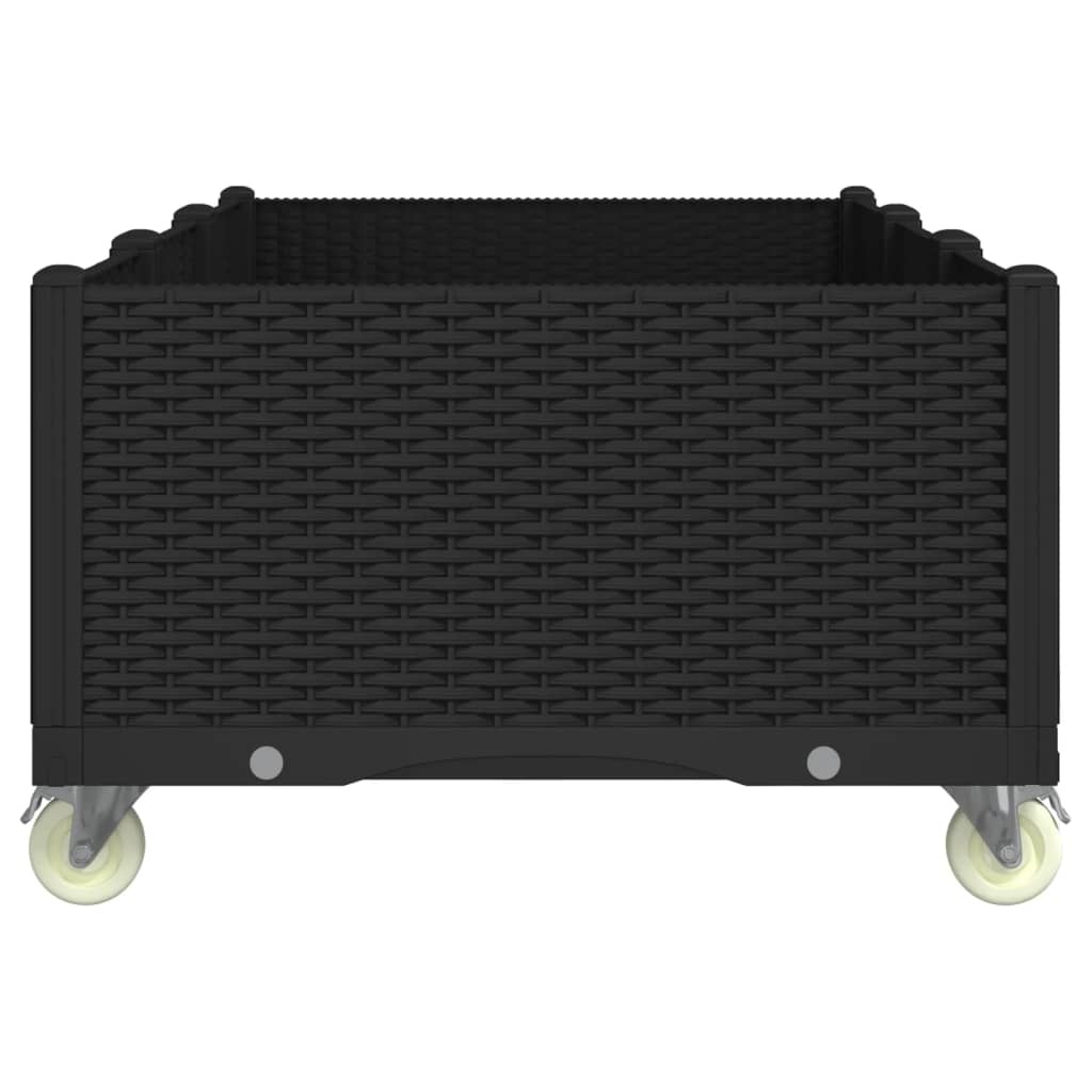 vidaXL Ζαρντινιέρα Κήπου με Ροδάκια Μαύρο 150x80x54εκ. Πολυπροπυλένιο